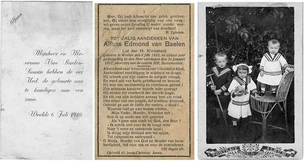 Alfons van Baelen geboortkaart