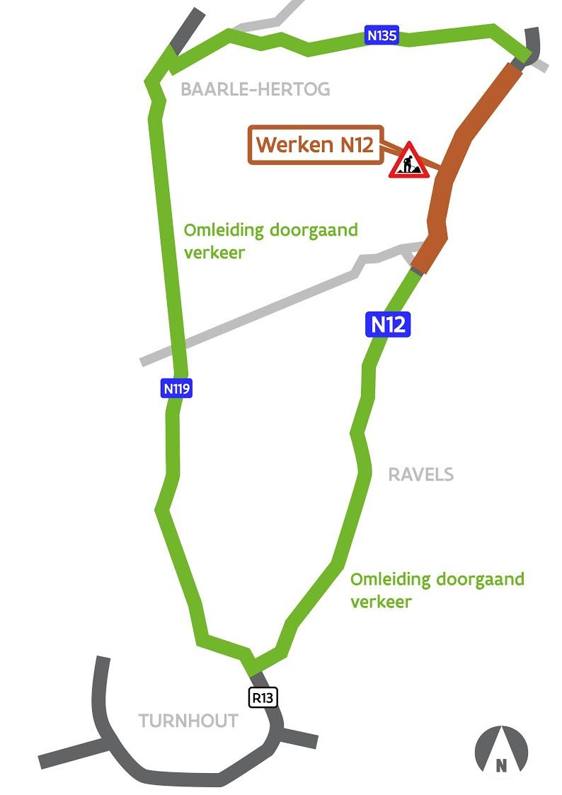 N12 Weelde Ravels omleiding doorgaand verkeer