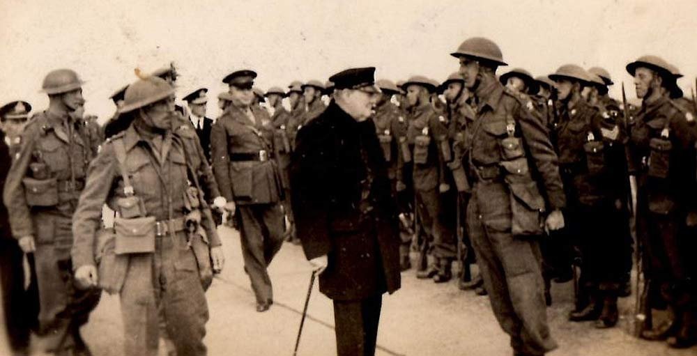 Churchill reviewing British 49th Inf Div Polar Bears