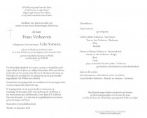 Frans Verhoeven rouwbrief