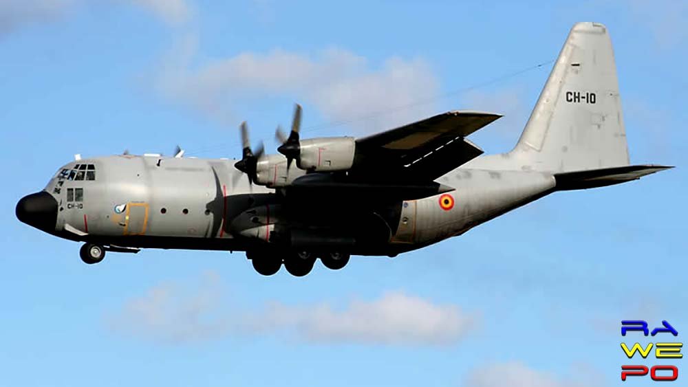 C 130H hercules tijdens landing op Weelde