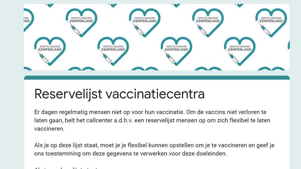 reservelijst vaccinatiecentra